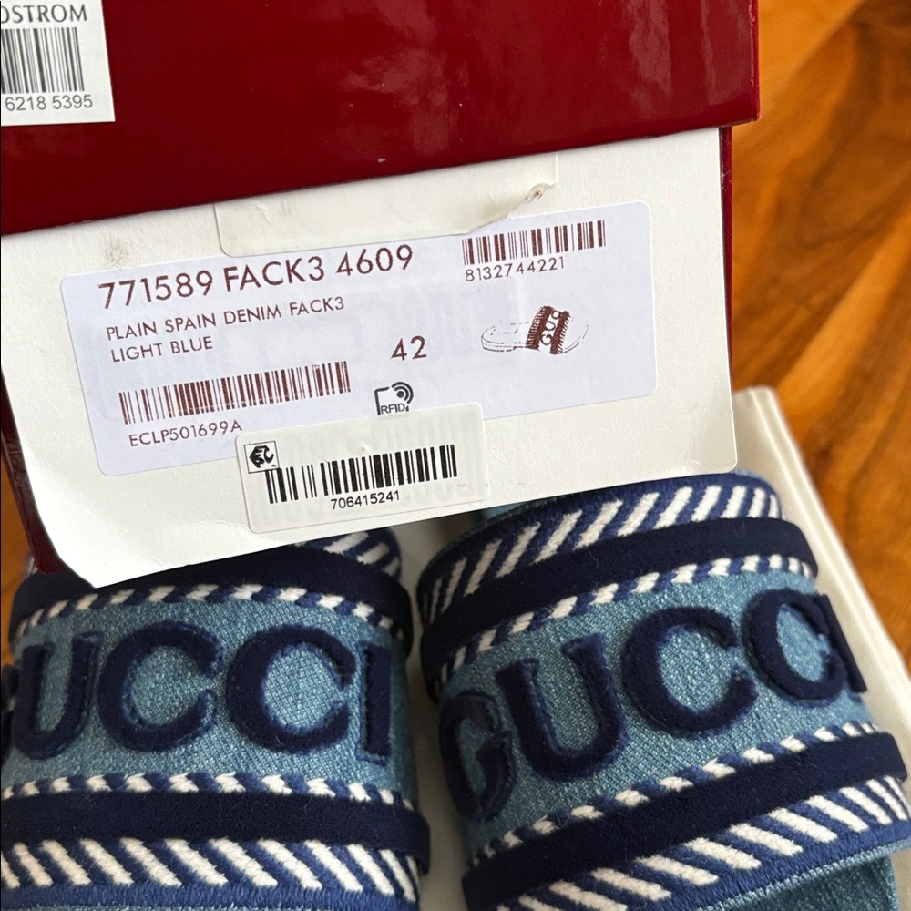 Gucci Jane Denim Blue Open-Toe Sandals, NEW - Picture 14 of 17